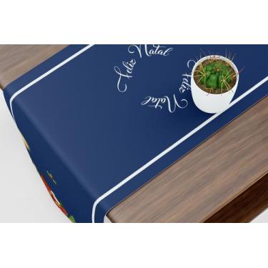 Imagem de Caminho De Mesa Trilho Natal Trenó Papai Noel Azul - Core Decore