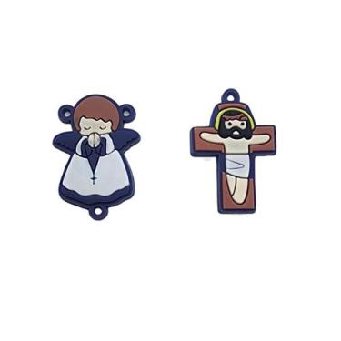 Imagem de Entremeio emborrachado cruz + anjo 2 pcs - Comercial Apetrechos, Azul 
