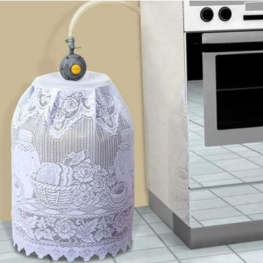 Imagem de Capa Botijão Bujão De Gás Renda Cores - JCM, Branco