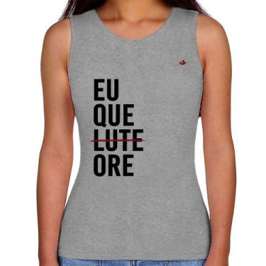 Imagem de Regata Feminina Eu que ore - Foca na Moda, Cinza, P