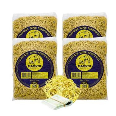 Imagem de Elástico 4kg Borracha P/ Amarrar Dinheiro Mamuth 4800 Und - 4 Elastico