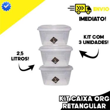 Imagem de Kit caixa organizadora 2,5l com 3 unidades - NSA