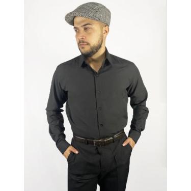 Imagem de Camisa Social Manga Longa Slim Preta - Pthirillo, XXL, Preto