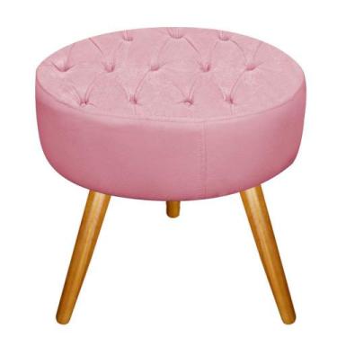 Imagem de Puff Fernanda Palito Mel Sala Decor Quarto Recepção Suede Rosa Bebê - 