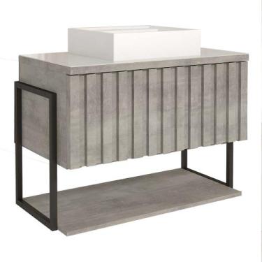 Imagem de Gabinete Banheiro em MDF 1 Porta Basculante 85 cm Havai Cimento - MGM 