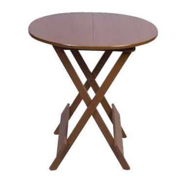 Imagem de Mesa Redonda Dobrável em Madeira Maciça 70x70 Imbuia Ideal para Bares 