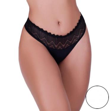 Imagem de Calcinha Perla  de Renda e Microfibra - Biografia da Moda, Branco, M