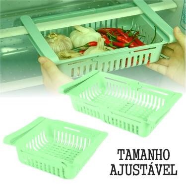 Imagem de Cesto Organizador de Geladeira Ajustável Cestinha Porta Ovos Legumes Frutas