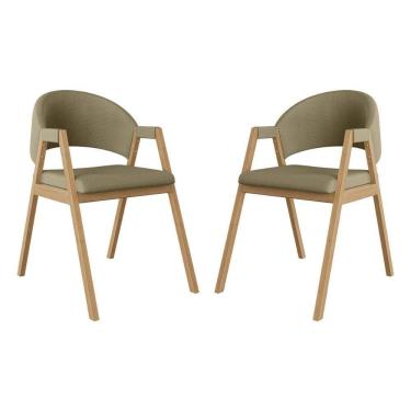 Imagem de Kit 2 Cadeiras Suellen Luxo Reforçada Mesa De Jantar Linho Bege