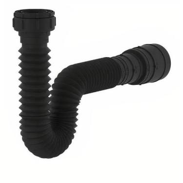 Imagem de Sifão Sanfonado Universal Preto Fosco Banheiro Cozinha Tanque - TFC