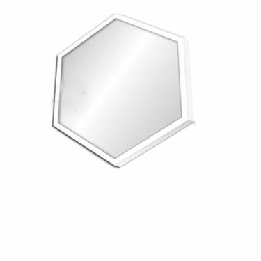 Imagem de Espelhos Hexagonal Com Moldura 60 X 52 Cm Branco - Decorefácil