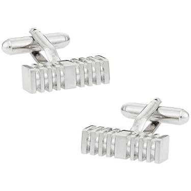 Imagem de Abotoaduras de barra de prata resistentes com design exclusivo com caixa de apresentação Cuff-Daddy
