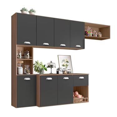 Imagem de Cozinha Moderna Suspensa 6 Portas 1 Gaveta Mila Premium Compacta Aéreo Completo Luxo