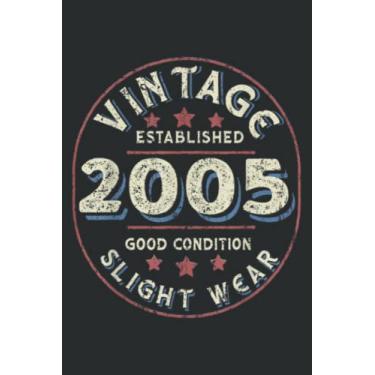 Imagem de Vintage Established 2005 17Th Birthday Party Retro Men Nice: FLOWER JOURNAL: 6" x 9", 110 Pages, Lined Writing Notebook, White Lined Paper, Journal ... Memos, Meetings, ... Artists, and Students.