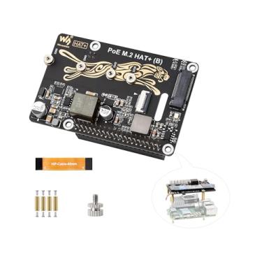 Imagem de Adaptador PCIe para M.2 com função PoE compatível com Raspberry Pi 5, Pi 5 NVMe PoE HAT+ Suporte NVMe M.2 Solid State Drive SSD 2230/2242/2260/2280, leitura/escrita de alta velocidade