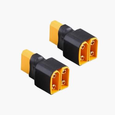 Imagem de Pacote com 2 conectores de bateria paralela XT90 1 fêmea para 2 machos divisor adaptador paralelo para quadricópteros RC multirotores bateria LiPo