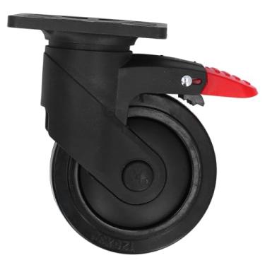 Imagem de Rodas de rodízio Vomeko de 5 polegadas, suporte ABS de rolamento de 400LBS Rodízio giratório de borracha silencioso, rodízios resistentes com freio, para carrinhos, carrinhos,