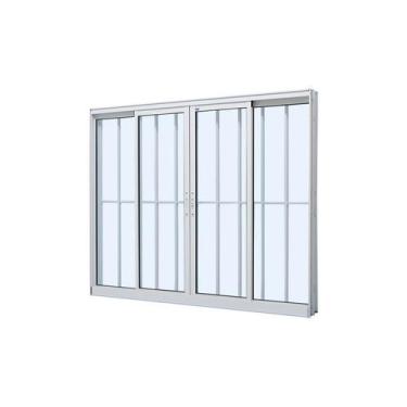 Imagem de Janela de Correr em Alumínio Branco Duraline Fix 100x200x10,2cm 4 Folh