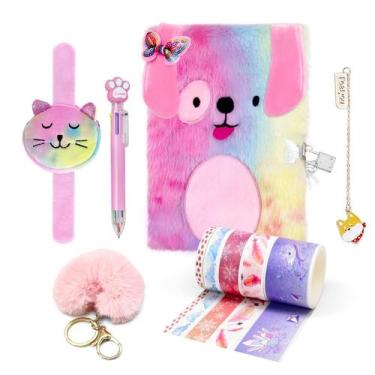 Imagem de Diário com Fechadura e Chave Homicozy Dog Tie-Dye para Meninas