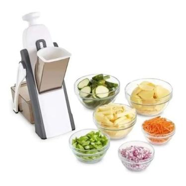 Imagem de Cortador Multifuncional 5 Funções Plástico Aço Inox Fatiador Descascad