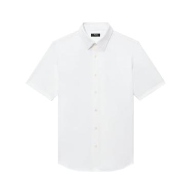 Imagem de Theory Camisa masculina de manga curta com estrutura de malha Irving, Branco, XGG