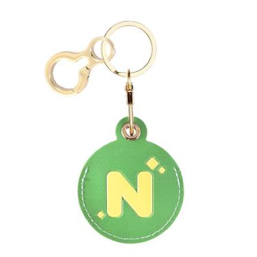 Imagem de Capa com porta-chaves de couro com letra inicial personalizada compatível com AirTag, linda capa protetora de ar com chaveiro, rastreador GPS antiarranhões, carteira para chaves de animais de