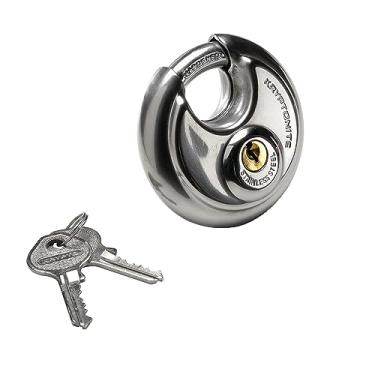 Imagem de Kryptonite Cadeado com chave, fechadura resistente de aço inoxidável com chaves, fechadura com chave impermeável de alta segurança para uso ao ar livre, armário de academia, galpões, cerca, caixa de