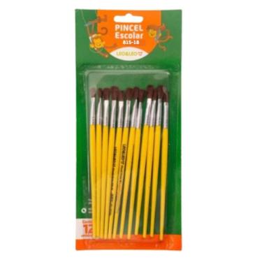 Imagem de Pincel escolar 815-18 com 12 unidades chato amarelo - Leonora