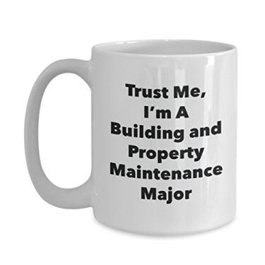 Imagem de Caneca Trust Me, I'm A Building and Property Maintenance Major - Caneca de café divertida - Lindas ideias de presentes de formatura para amigos e colegas de classe (425 g)