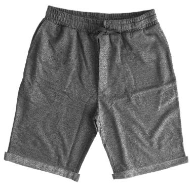 Imagem de BERMUDA MASCULINA EM TECIDO MOLETINHO LISO, COR MESCLA PRETA, MARCA BASIC +, TAMANHO G