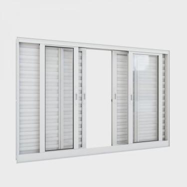Imagem de Janela de Alumínio Veneziana 100x150cm 6 Folhas com Grade Lucasa Alumínios