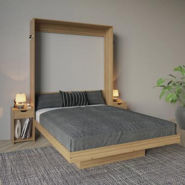 Imagem de Cama Articulada de Casal 209x198cm com 2 Mesas de Cabeceira, Nichos e Gavetas Cm8041