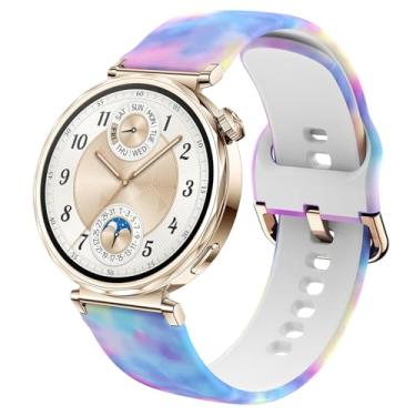 Imagem de DEALELE Pulseiras femininas compatíveis com Huawei Watch GT5 Pro de 42 mm/GT5/GT4 de 41 mm/Garmin Venu 3S/Forerunner 265S/Fossil Gen 6, pulseira feminina de silicone com estampa macia de 18 mm