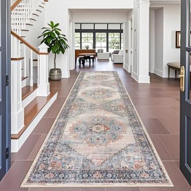 Imagem de TOPRUUG Tapete de corredor lavável 10 x 30 – Tapete de corredor de cozinha, antiderrapante, lavável, impermeável, tapete para sala de estar, quarto, banheiro (azul, 10 x 30)