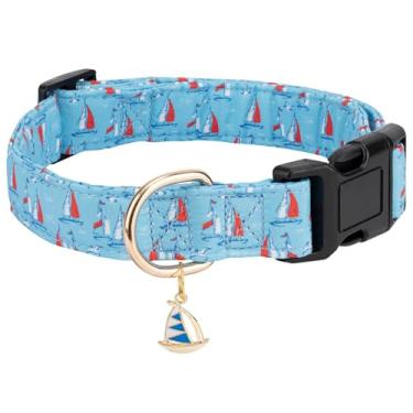 Imagem de Gelwoo Coleiras personalizadas, coleiras ajustáveis para filhotes com fivela de segurança para cães pequenos, médios e grandes, coleira fofa e exclusiva com estampa de cereja rosa para cães meninos e