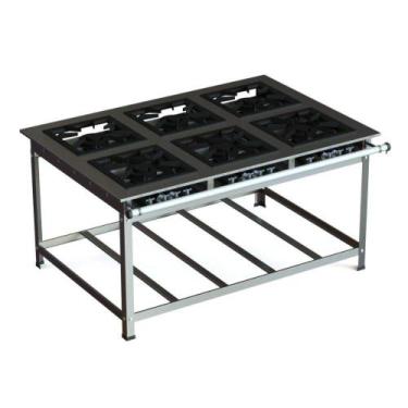 Imagem de Fogão Industrial Inox 40x40 P10 6 Bocas Baixa Pressão 6 QD - JL Colomb