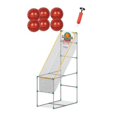 Imagem de simhoa Conjunto de jogos de basquete infantil de arcade, atividade divertida, fácil montar brinquedos de brinquedos de brinquedos interativos para filhos, com 6 Bola, 1.53m