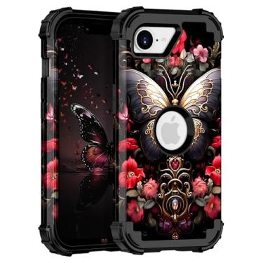 Imagem de Casetego Capa para iPhone 16E, que brilha no escuro, três camadas, resistente, à prova de choque, proteção total, policarbonato rígido + capa amortecedora de TPU macio para Apple iPhone 16E de 6,1