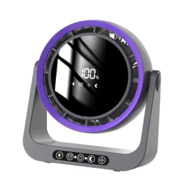 Imagem de Bothyi Mini fã de mesa, ventilador de mesa de exibição LED, fã de desktop silencioso recarregável USB para dormitório doméstico, Cinza Escuro