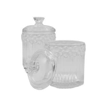 Imagem de MC MEICHUANG Pacote com 2 recipientes de vidro com tampas, frascos de boticário transparentes para bolas de algodão, cotonetes, fio dental, pastilhas de doces e maquiagem, organizadores de banheiro e