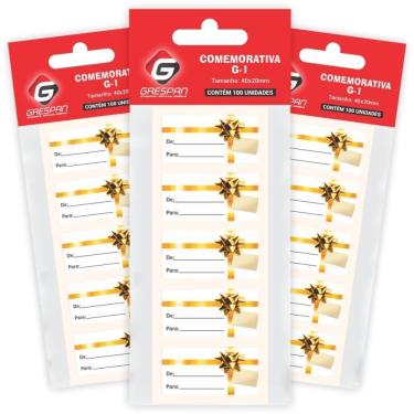 Imagem de Etiqueta para Presente De/Para Retang. Branca c/Laço 100unid