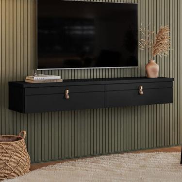 Imagem de Rack para TV Até 50 Polegadas Suspenso Nuke 2 Portas Preto - Pnr Móveis