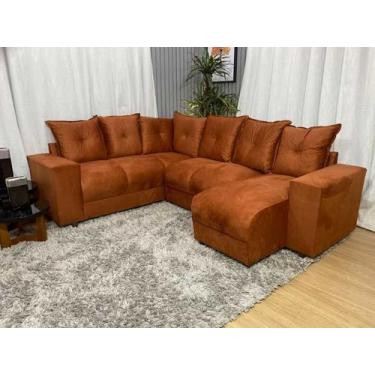 Imagem de Sofá de Canto C/ Chaise - Com 06 Lugares - Veneza Estofados, Terracota