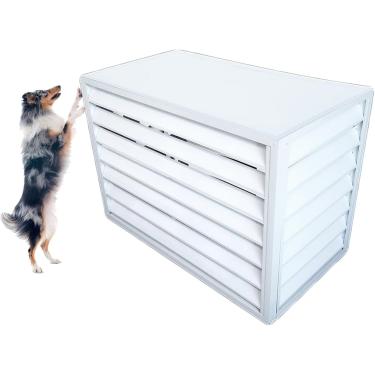 Imagem de Ar condicionado de alumínio e tampa da bomba de calor, cobertura central do condensador CA para unidades externas, cerca para ocultar o ar -condicionado, cerca de ar condicionado, branco, 11