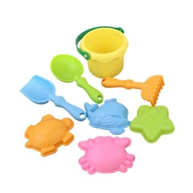 Imagem de menolana 8 peças de brinquedos de praia, ferramentas de areia para brincar, balde, pá e ancinho fáceis de transportar, conjunto de brinquedos de areia para, Amarelo