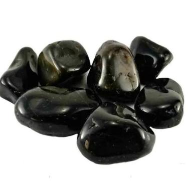 Imagem de 4 Onix Preto Grande pedra Rolado com 3 cm aproximadamente - Cristaisde