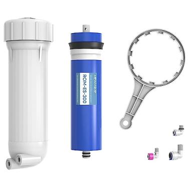 Imagem de MewMore Filtro de membrana RO de 300 GPD com invólucro, membrana de osmose reversa de substituição para casa embaixo da pia RO sistema de filtragem de purificador de água potável com chave inglesa