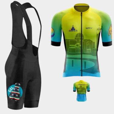 Imagem de Conjunto de Ciclismo Masculino PREMIUM Bretelle Forro em Gel Way, Cami