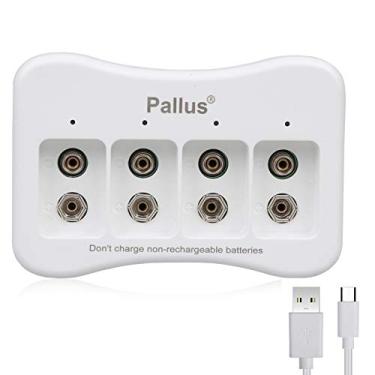 Imagem de Pallus Conjunto De Carregador Bateria Recarregável 9 V Hixon 850 Mah Ce Fcc Para Alarmes Fumaça E Incêndio, Câmeras, Multímetros, Guitarras, Walkie Talkies Outros Dispositivos (Carregador 4 Baias)