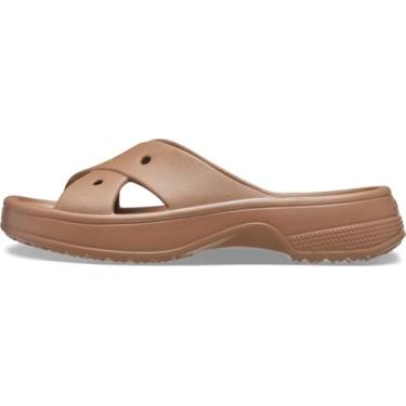 Imagem de Crocs Sandália feminina de tira cruzada com deslizamento confortável Literide, Chocolate ao leite, 35